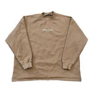 Fear Of God Essentials Crewneck Tan Beige Brown Size Small Fits Large